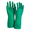 37-175 Nitrile Gloves, Gauntlet Cuff, Cotton Flock Lined, Size 9, Green, 17 mil