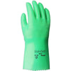39-122 12 in Reinforced Nitrile Gloves, Gauntlet Cuff, Interlock Knit Cotton Lined, Size 8, Green
