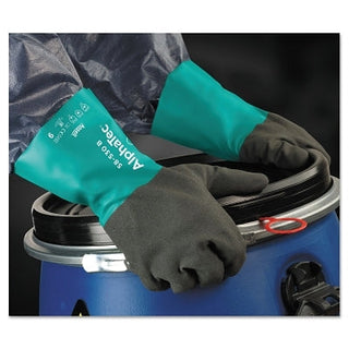 AlphaTec® 58-530B/58-535B Gloves, 9, Grey/Teal, 12 in Cuff, 58-530B