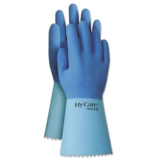 Hy-Care® Gloves, 10, Natural Latex, Blue