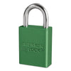 Solid Aluminum Padlocks, 1/4 in Dia, 1 in L X 3/4 in W, Green