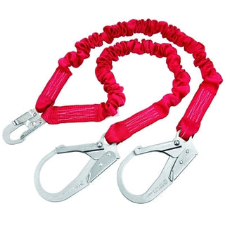 PRO Stretch Shock Absorbing Lanyard, 6 ft, Rebar Hook Connection, 2 Legs