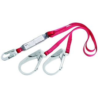 PRO Shock Absorbing Lanyard, 6 ft, Rebar Hook Connection, 2 Legs