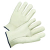 Quality Grain Cowhide Leather Driver Gloves, Large, Unlined, Natural, Shirred Elastic Back