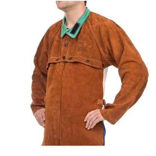 Split Cowhide Cape Sleeves, 14 in Long, Snaps Closure, X-Large, Lava Brown