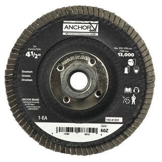 Disco de lixa flap, 4-1/2 pol., grão 40, eixo de 5/8 pol. - 11, 13.000 rpm, angulado