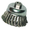 Knot Wire Cup Brush, 3 in Dia, 5/8-11 Arbor, .02 in Stainless Steel
