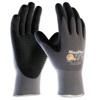 Luvas MaxiFlex Endurance, tamanho grande, preto/cinza, com revestimento na palma e nos dedos.