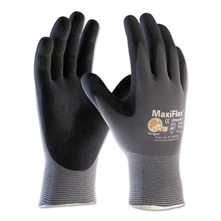 Luvas MaxiFlex® Ultimate™ com revestimento de nitrilo e microespuma aderente, tamanho grande, preto/cinza