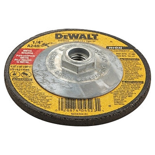 Type 27 HP Metal Grinding Wheel, 4-1/2 in dia, 5/8 in to 11, 13,300 RPM, 24 Grit