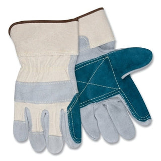 Sidekick® Select Side Leather Palm Gloves, Cotton Fleece/DuPont™ Kevlar® Thread/Heavy Canvas, Large, Gray/Green/White