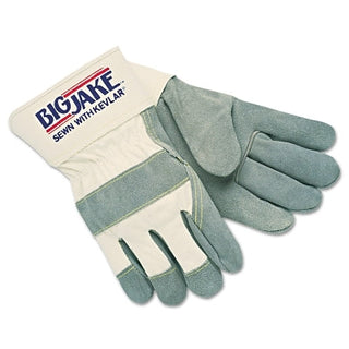 Big Jake® Premium A+ Side Leather Single-Palm Work Gloves, XL, Chrome/Wh, 2-3/4 in Cuff, Jersey Palm Lining, 1700