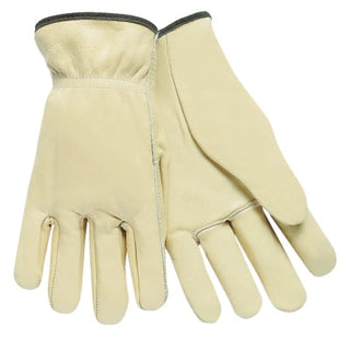 Unlined Drivers Gloves, Premium Grade Cowhide, Large, Keystone Thumb, Beige