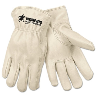 Unlined Drivers Gloves, Premium Grade Cowhide, Medium, Keystone Thumb, Beige
