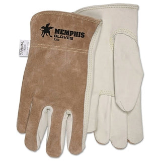 Unlined Drivers Gloves, Cow Grain Leather, Large, Keystone Thumb, Beige/Brown