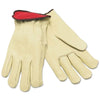 Drivers Gloves, Premium Grade Cowhide, Large, Red Fleece Lining