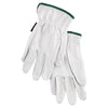 Premium-Grade Leather Driving Gloves, Goatskin, Medium, Unlined, Straight Thumb, White