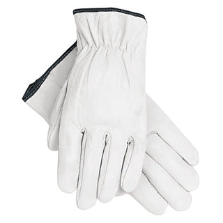 Premium-Grade Leather Driving Gloves, Goatskin, X-Large, Unlined, Straight Thumb, White
