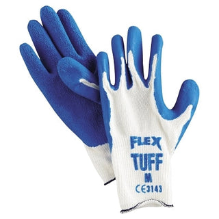 Flex Tuff® Latex Dipped Gloves, Medium, Blue/White