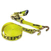 Ratchet Tie-Down Strap, Double-J Hooks, 2 in W, 27 ft L, 3,333 lb Load Cap, Heavy Duty