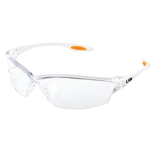 Law® LW2 Series Safety Glasses, Clear Lens, TPR Nose Piece and Temple Inserts, Clear Frame