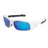 Swagger® SR1 Series Safety Glasses, Blue Diamond Mirror Lens, White Frame
