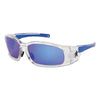 Swagger® Safety Glasses, Blue Diamond Mirror Lens, Duramass HC, Clear Frame