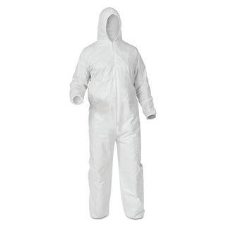 KleenGuard™ A35 Economy Liquid & Particle Protection Coveralls, Zipper Front/Elastic Wrists/Ankles/Hood, White, XL