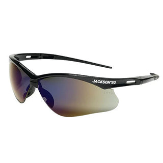 SG Series Safety Glasses, Universal Size, Blue Mirror Lens, Black Frame, Hardcoat Anti-Scratch