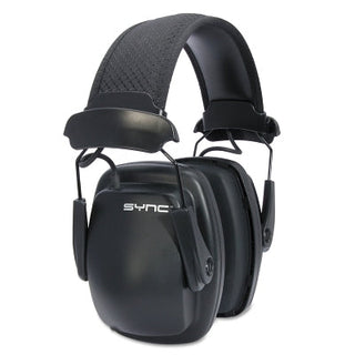 Sync Stereo Earmuff, 25 dB NRR, Black, Over the Head