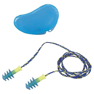 Fusion® Multiple-Use Earplug, Thermoplastic Elastomer, Blue/Yellow, Corded