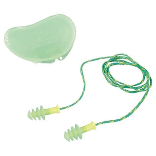 Fusion® Multiple-Use Earplug, Thermoplastic Elastomer, Green, Corded