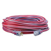 Stripes® Extension Cord, 100 ft, 1 Outlet, Red/White/Blue