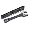 Pass-Thru™ X6™ Black Oxide Adjustable Wrench and Spline Socket Set, 11 PC
