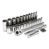30-Pc 3/8 in Drive 6 and 12 Point SAE Mechanics Tool Set, SAE