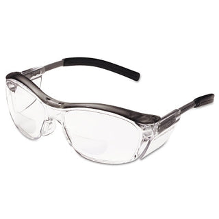 Óculos de proteção Nuvo™ Reader, +2,0 dioptrias, lentes transparentes antiembaçantes, armação cinza.