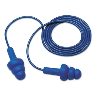 E-A-R™ Ultrafit™ Earplugs, Elastomeric Polymer, Blue, Corded, Poly Bag, Metal Detectable