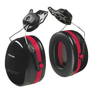 PELTOR™ Optime™ 105 Earmuff, 27 dB NRR, Black/Red, Cap Mount