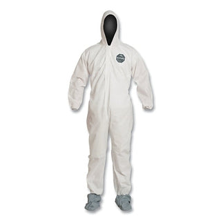 Proshield® 10 Coverall, Attached Hood and Boots, Elastic Wrist and Ankles, Zipper Front, Storm Flap, White, 3X-Large