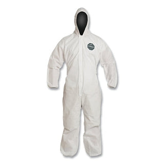 Proshield® 10 Coverall, Serged Seams, Attached Hood, Elastic Wrists and Ankles, Zipper Front, Storm Flap, White, 3X-Large