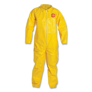 Tychem® 2000 Coverall, Serged Seams, Collar, Zipper Front, Open Wrists and Ankles, Storm Flap, Yellow, 2X-Large