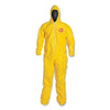 Tychem® 2000 Coverall, Serged Seams, Attached Hood and Socks, Elastic Wrists, Zipper Front, Storm Flap, Yellow, 2X-Large