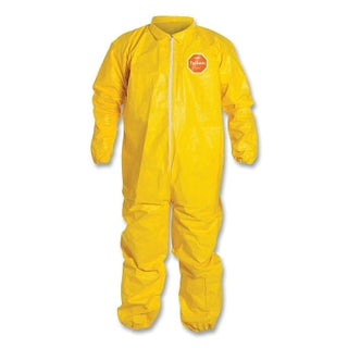 Tychem® 2000 Coverall, Serged Seams, Collar, Elastic Wrists and Ankles, Zipper Front, Storm Flap, Yellow, X-Large