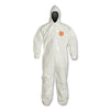 Tychem® 4000 Coverall, Bound Seams, Attached Hood, Elastic Wrist and Ankles, Zipper Front, Storm Flap, White, 2X-Large