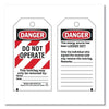 Lockout Tag, 3 in W x 5.75 in H, Paper/Not Laminated, Danger, Do Not Operate, Black/Red on White