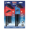 Hex-L® Key Set, 22 per card, Hex Tip, Inch/Metric, Long Arm