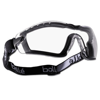 Cobra Series Safety Glasses, w/ Strap & Foam, Anti-Scratch, Anti-Fog, Clear Lenses, Black