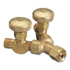 Valved Y Connection, 200 psig, Brass, B-Size (F) to B-Size (M), 9/16 in-18 (F) 2