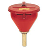 Safety Drum Funnel, w/Self-Closing Cover, 6 in Brass Flame Arrestor, 2 in Drum Bung, Red