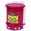 Red Oily Waste Can, 6 Gal, Foot Operated Cover